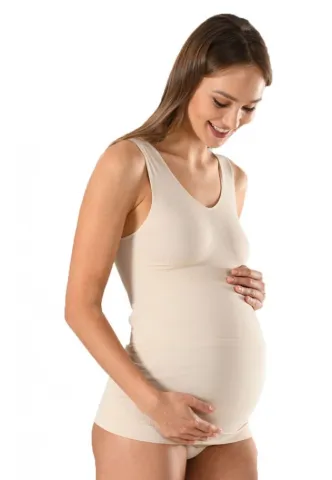 Maiou modelator pentru gravide, material elastic si comfortabil, culoare bej hover