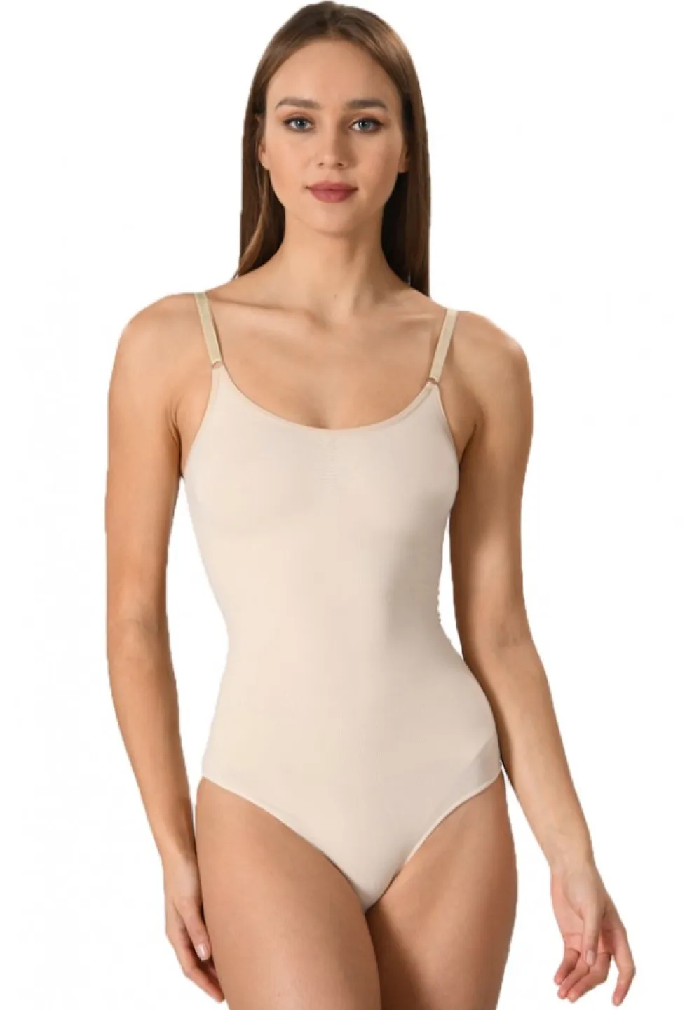 Body modelator dama, material elastic si respirabil de culoare bej - 2