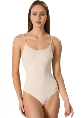 Body modelator dama, material elastic si respirabil de culoare bej hover