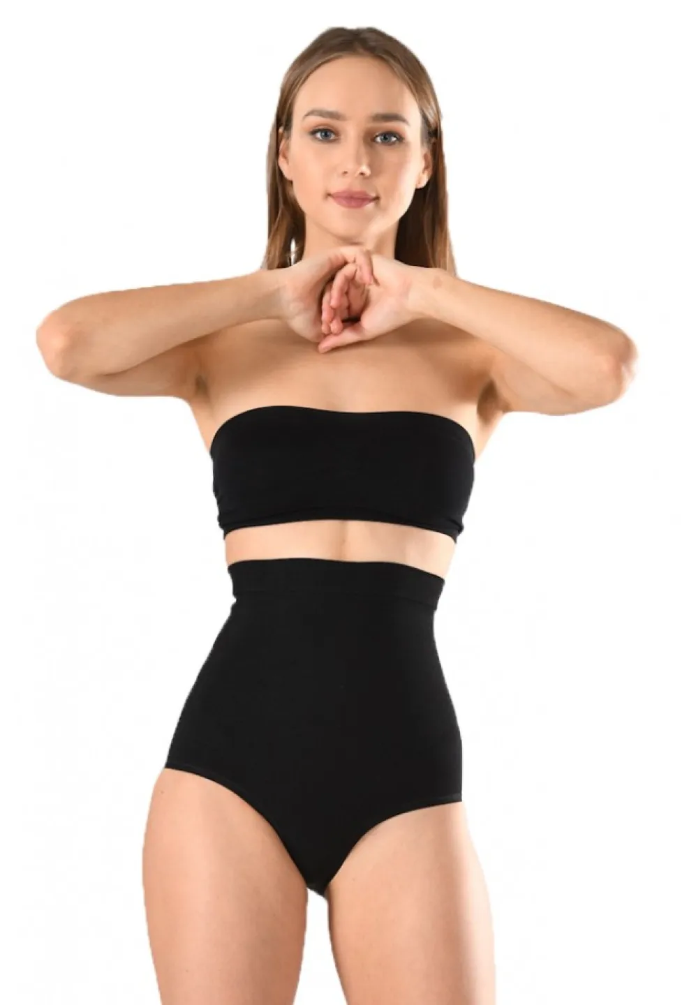 Corset damă modelator fara cusaturi si talie înaltă, culoare negru - 2