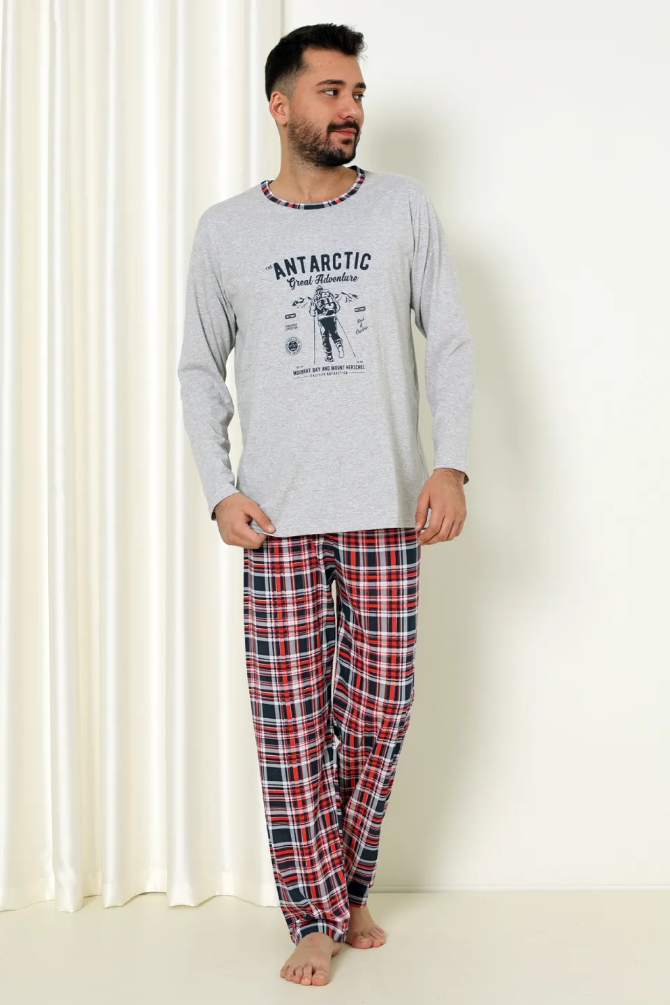 Pijama Bărbat - Antarctic, Gri, maneca lunga si pantaloni lungi - 2