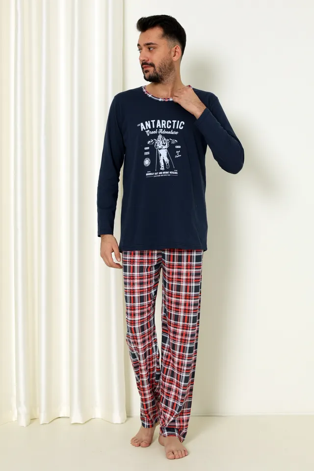 Pijama Bărbat- Antarctic, maneca lunga si pantalogi lungi, bleumarin