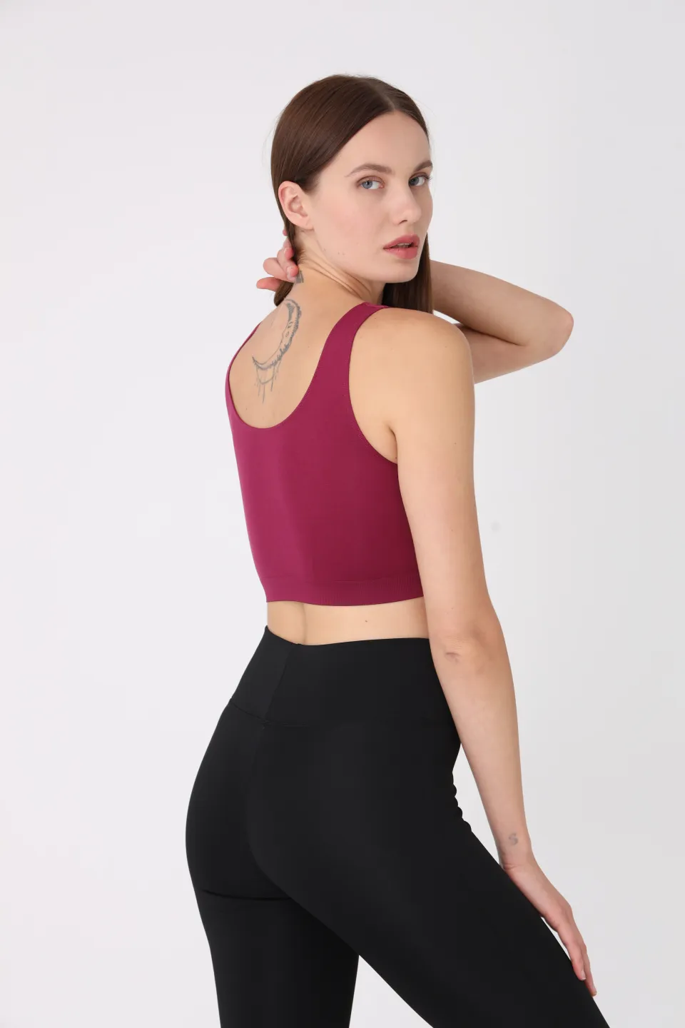 Bustieră lejeră bordo cu bretele late – fără push-up - 2