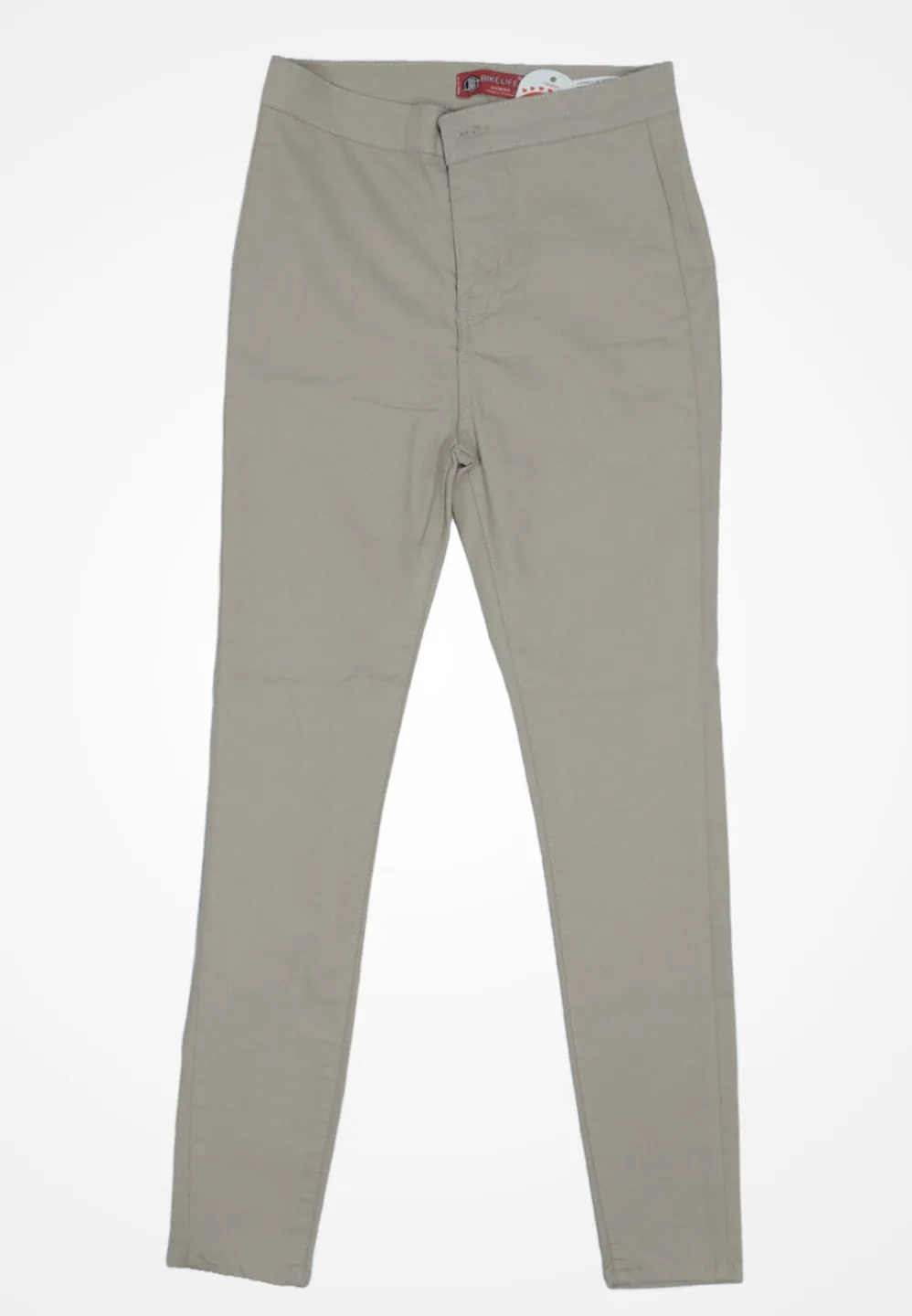 Blugi damă skinny talie înaltă – material elastic, subțire, crem - 1