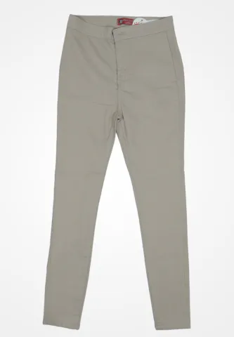 Blugi damă skinny talie înaltă – material elastic, subțire, crem