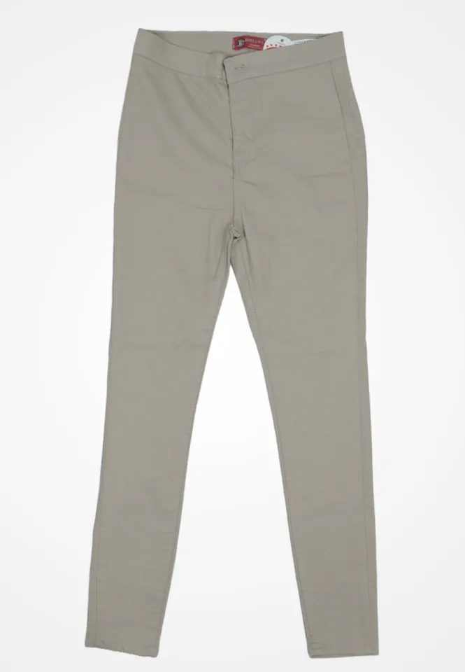 Blugi damă skinny talie înaltă – material elastic, subțire, crem