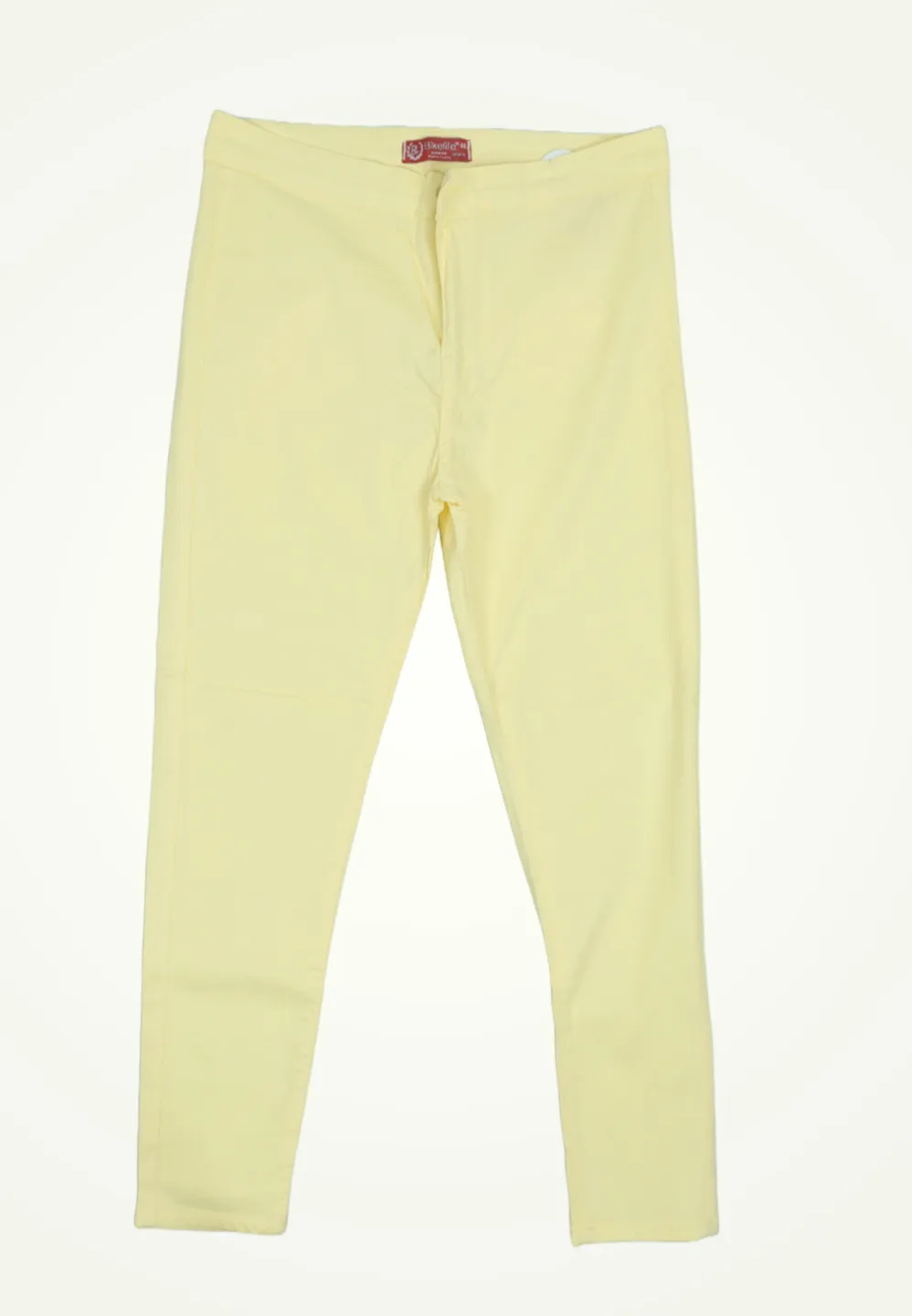 Blugi damă skinny talie înaltă – material elastic, subțire, galben - 1