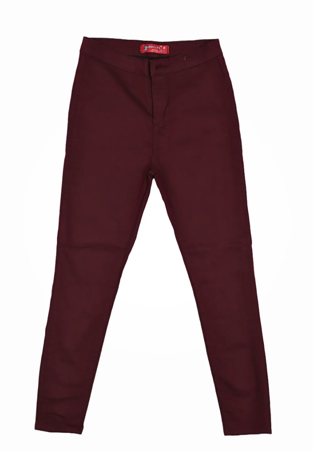 Blugi damă skinny talie înaltă – material elastic, subțire, vișiniu - 1