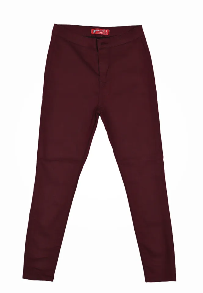 Blugi damă skinny talie înaltă – material elastic, subțire, vișiniu