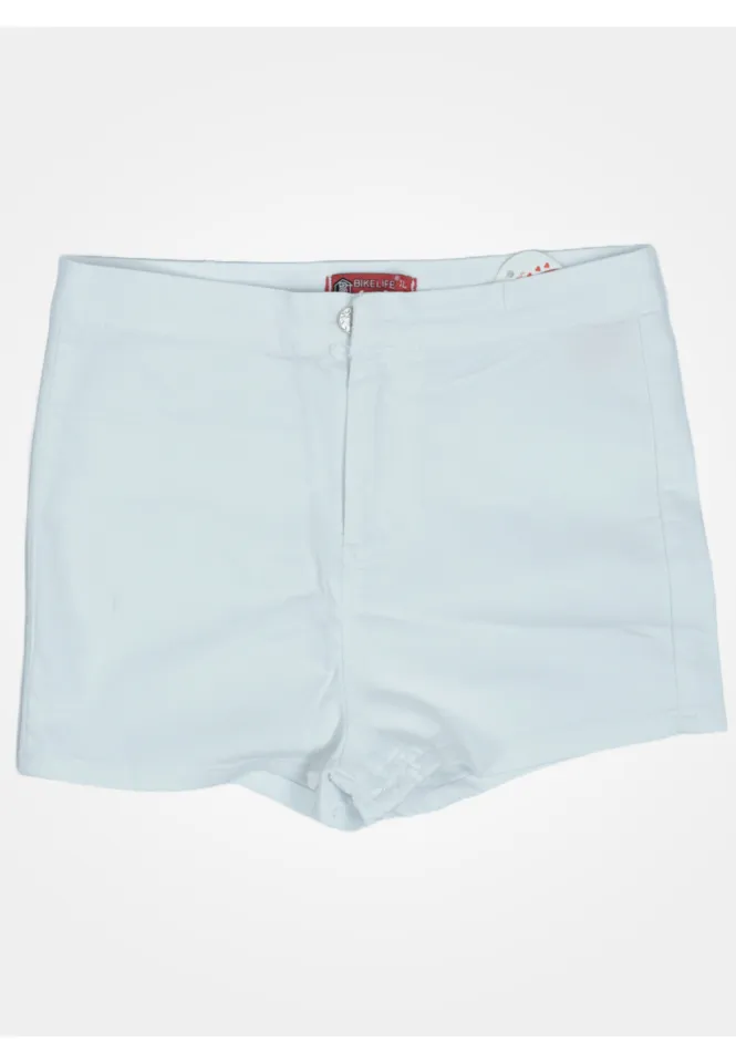 Blugi scurți damă de vară – elastici, mulați, cu buzunare la spate-alb