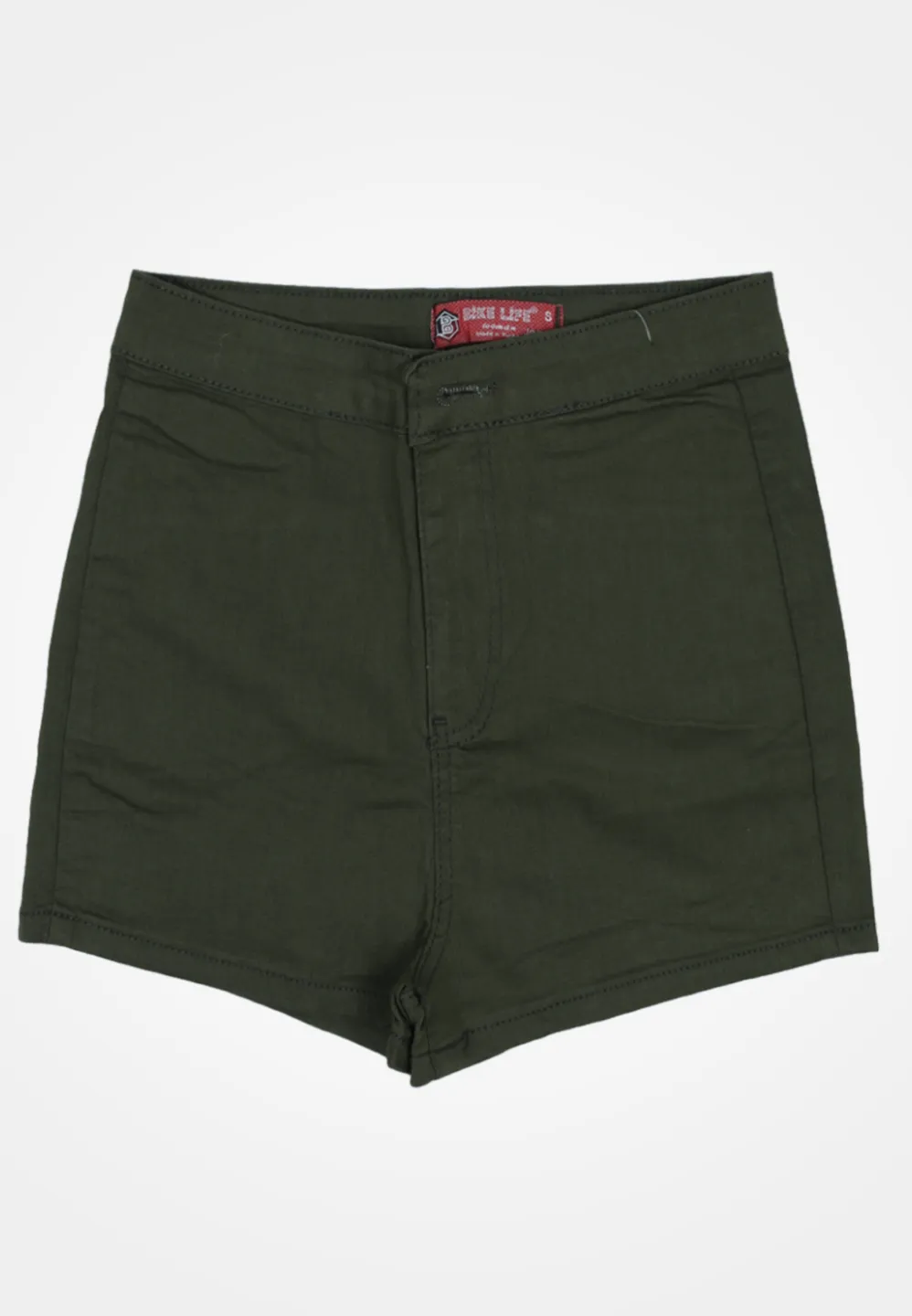 Blugi scurți damă de vară – elastici, mulați, cu buzunare la spate-kaki - 1