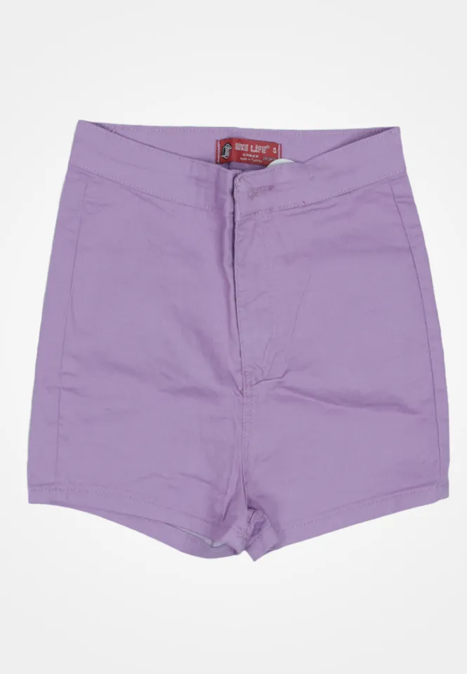 Blugi scurți damă de vară – elastici, mulați, cu buzunare la spate-lila