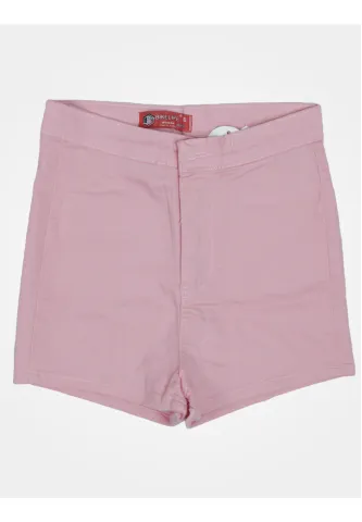 Blugi scurți damă de vară – elastici, mulați, cu buzunare la spate-roz