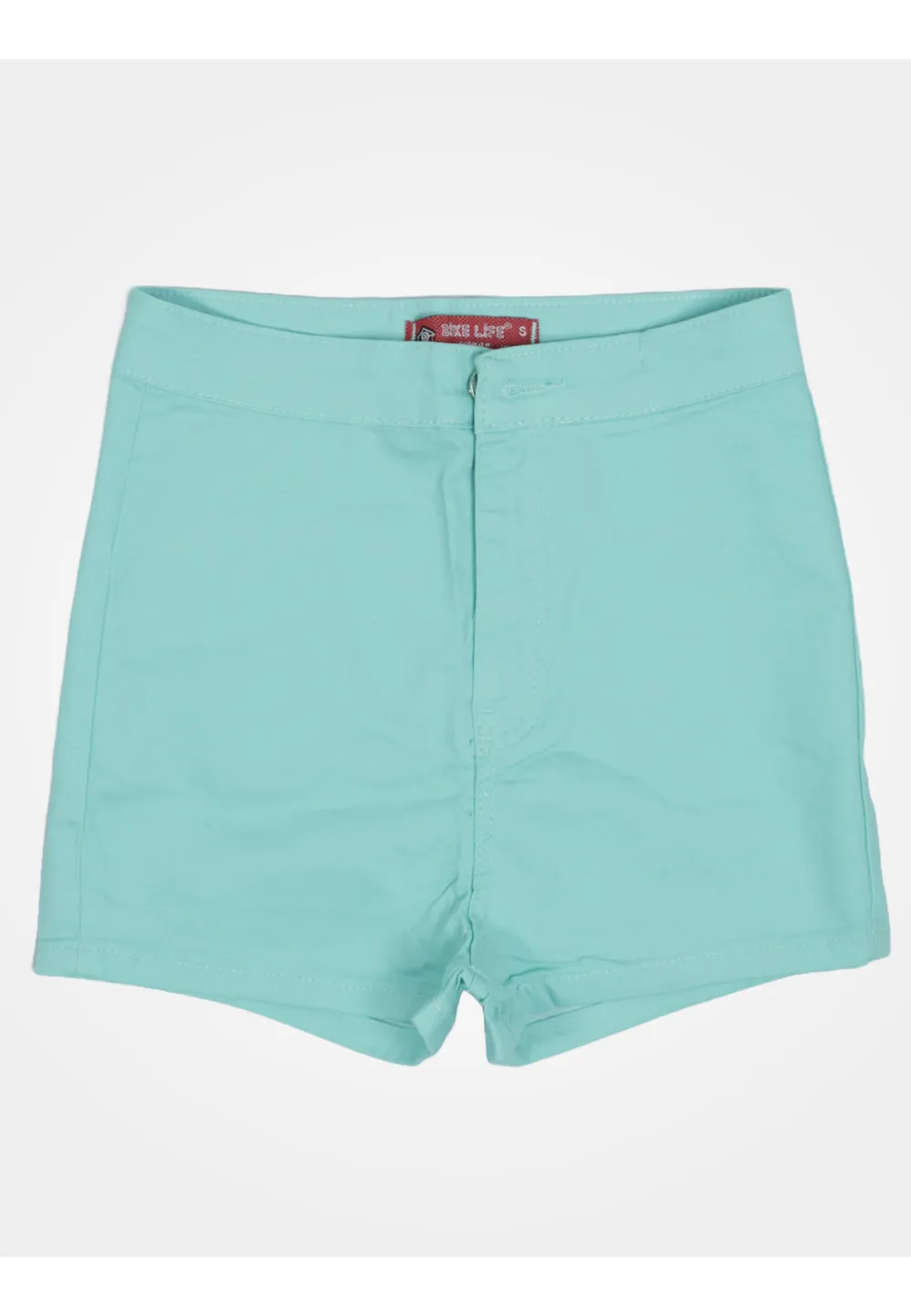 Blugi scurți damă de vară – elastici, mulați, cu buzunare la spate-turcoaz - 1