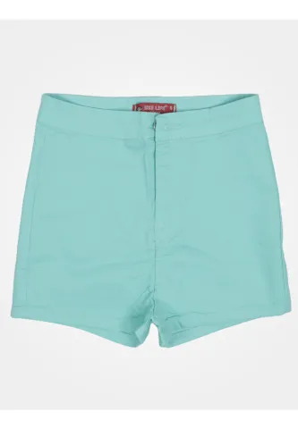 Blugi scurți damă de vară – elastici, mulați, cu buzunare la spate-turcoaz