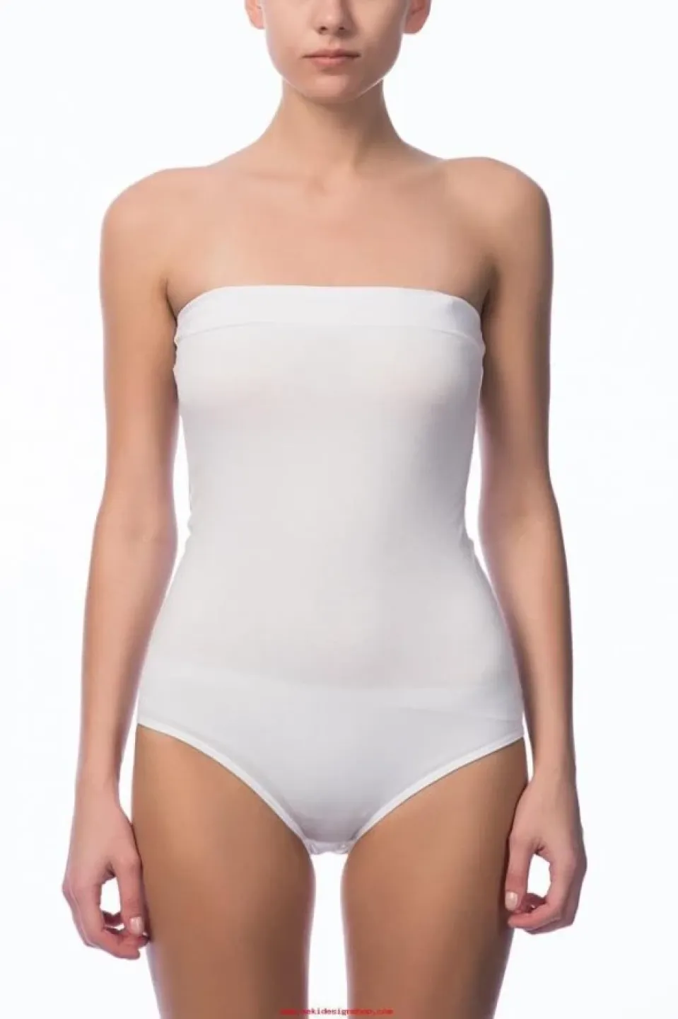 Body dama cu bretele detasabile, material bumbac, alb - 1