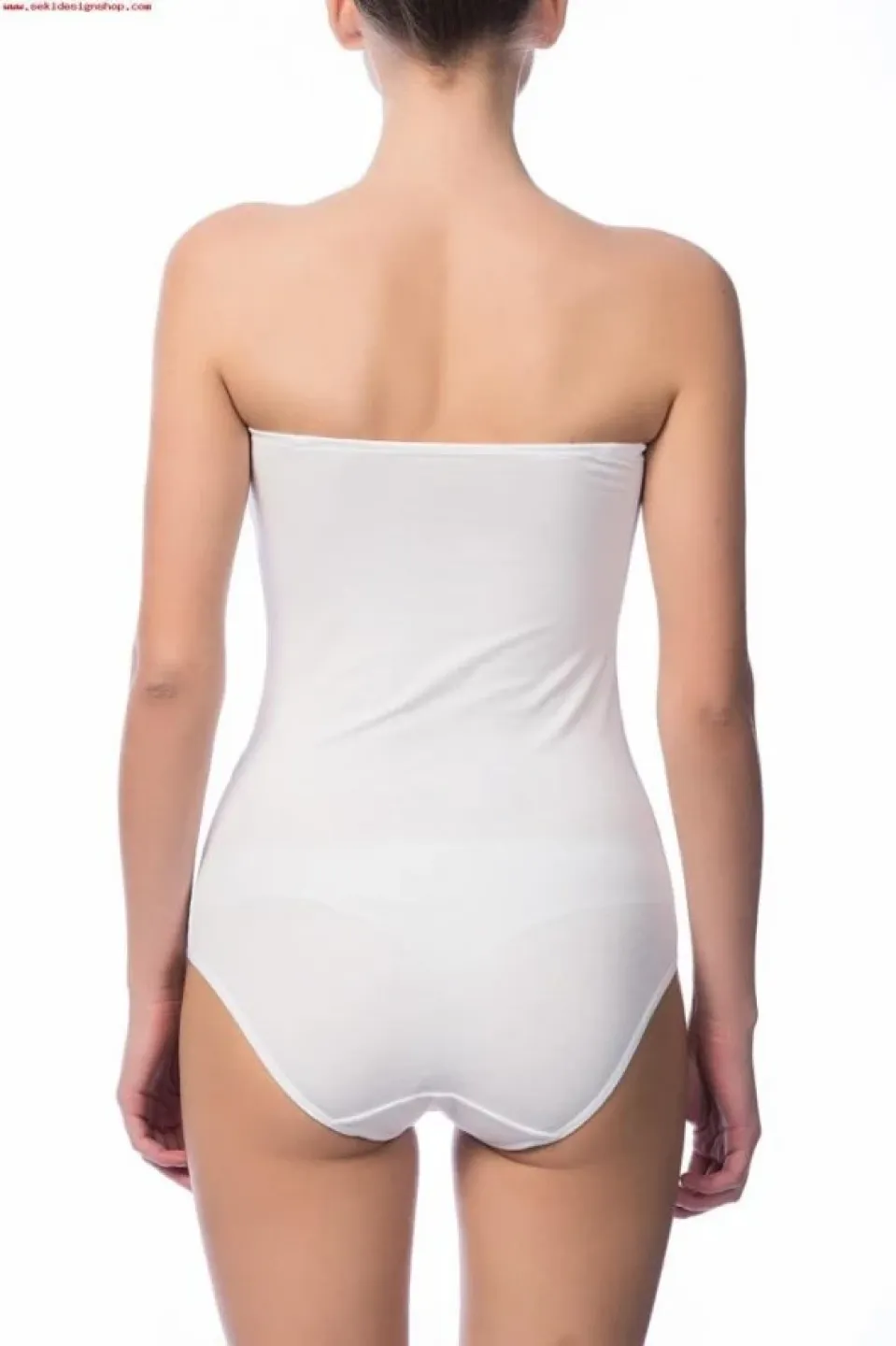 Body dama cu bretele detasabile, material bumbac, alb - 2