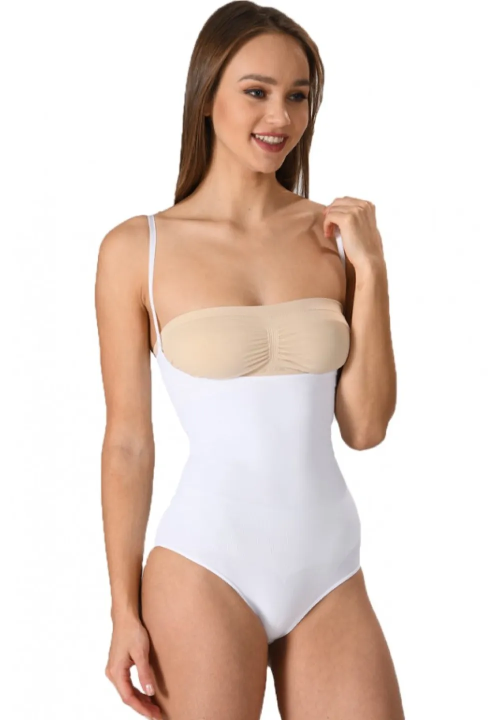 Body modelator dama, material elastic si respirabil de culoare alb - 2