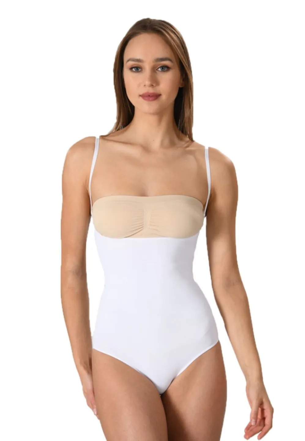 Body modelator dama, material elastic si respirabil de culoare alb - 1