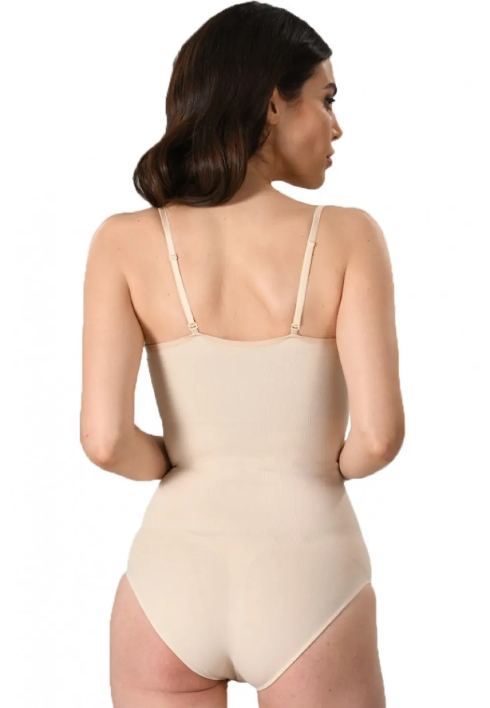 Body modelator dama, material elastic si respirabil de culoare bej - 3