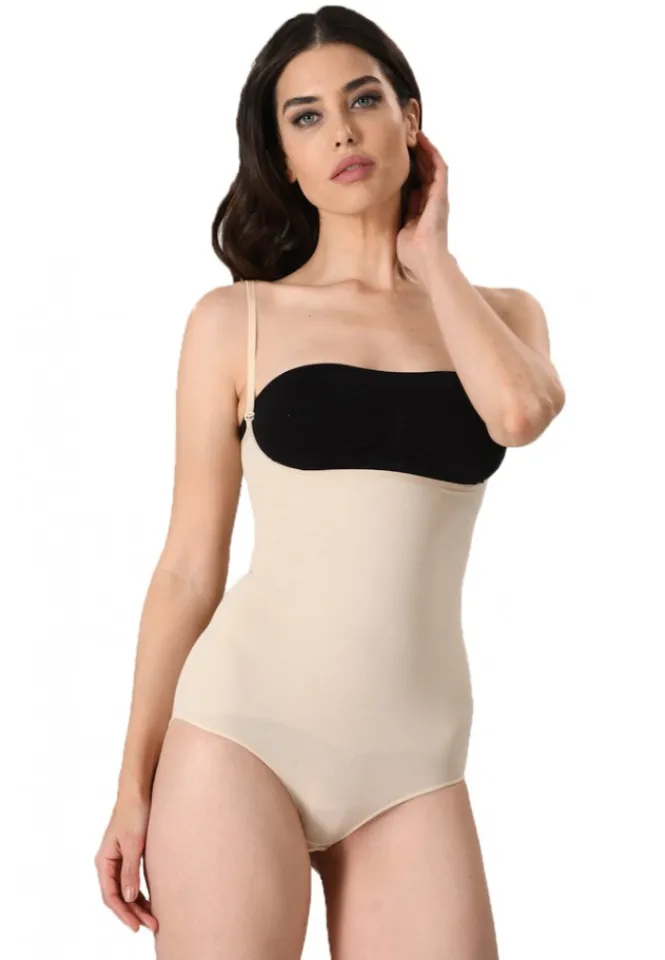 Body modelator dama, material elastic si respirabil de culoare bej
