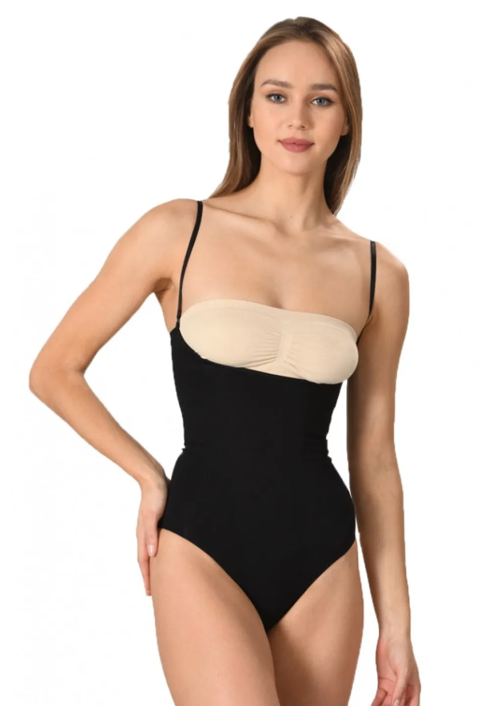 Body modelator dama, material elastic si respirabil de culoare negru - 2