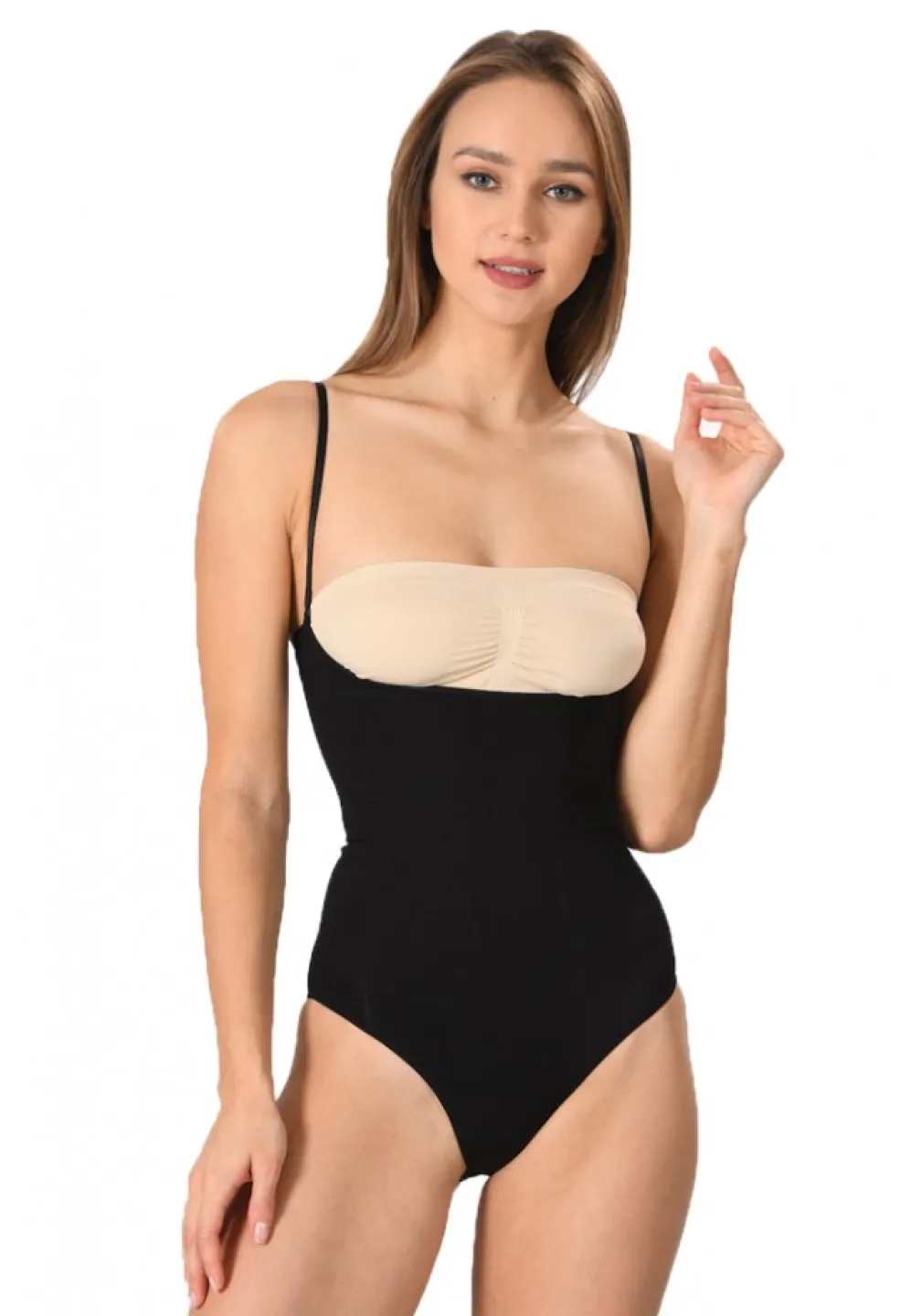 Body modelator dama, material elastic si respirabil de culoare negru - 1