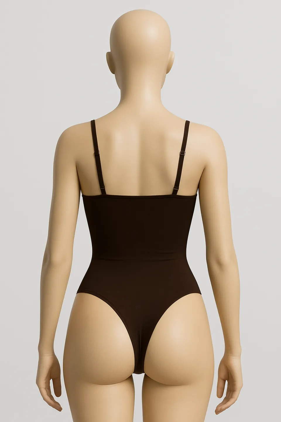 Body modelator tanga cu bretele subțiri reglabile-maro - 2