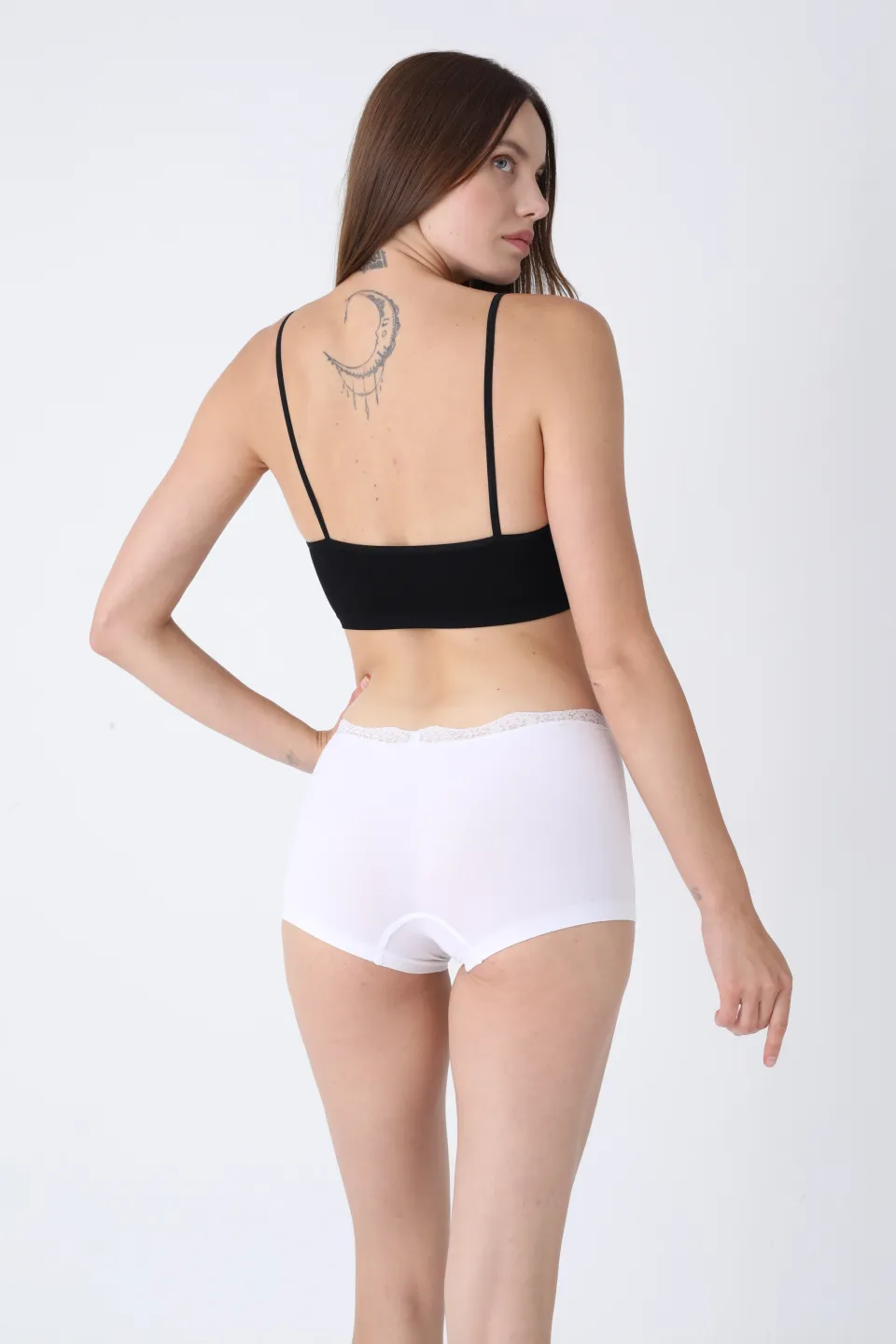 Boxeri damă albi – material subțire, tiv din dantelă - 5