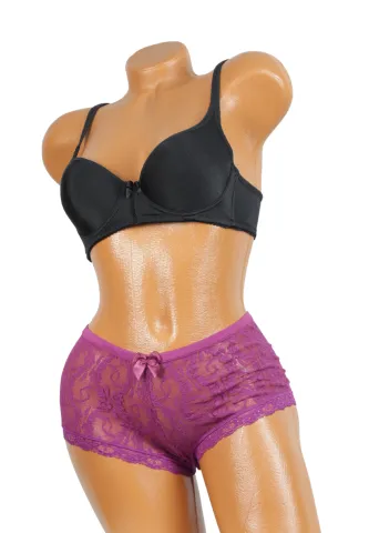Boxeri damă mov din dantelă cu fundiță
