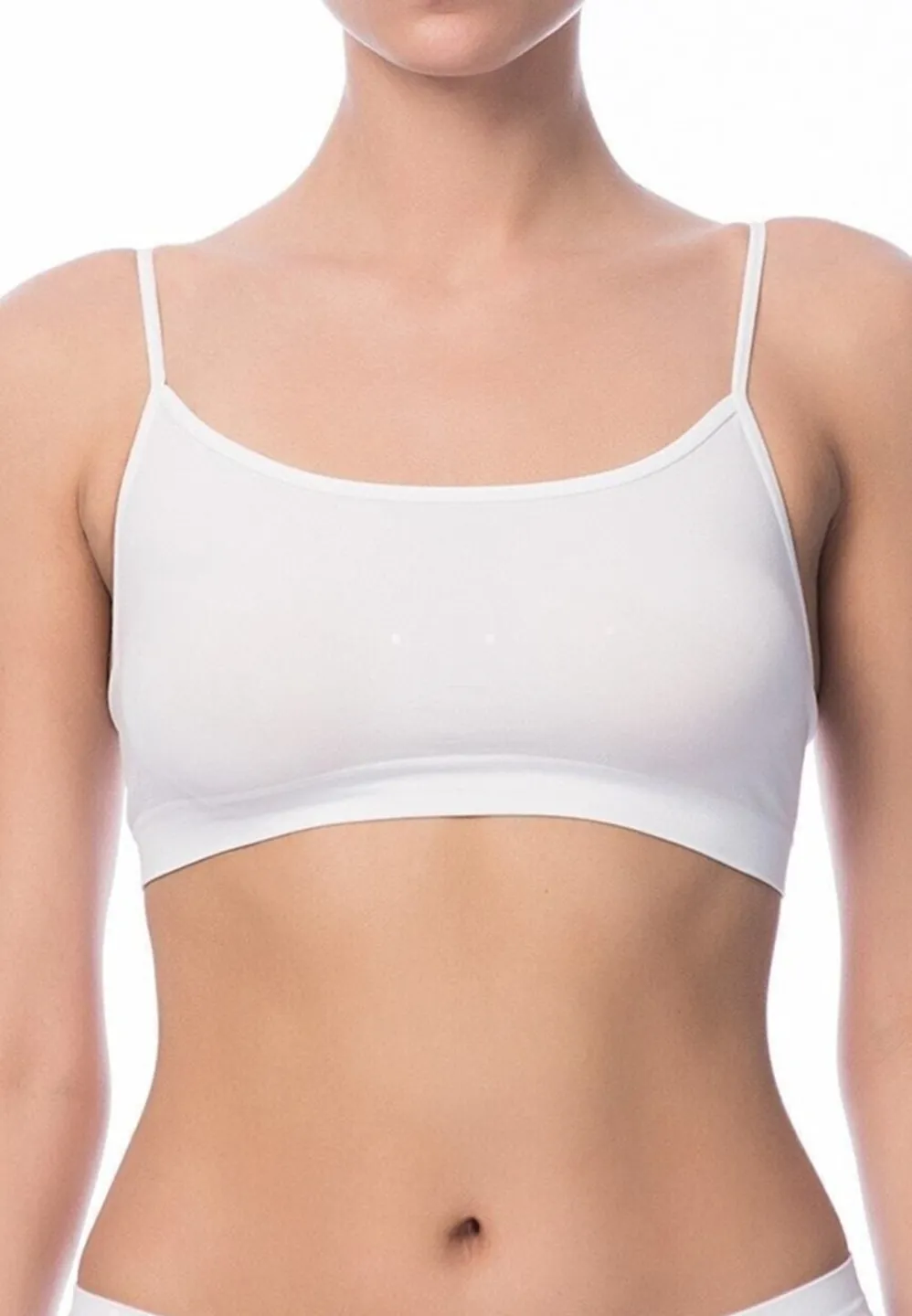 Bustieră cu Bretele Subțiri fără Cusături, Alb - 1
