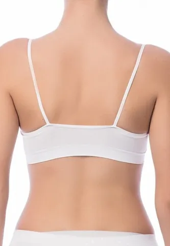 Bustieră cu Bretele Subțiri fără Cusături, Alb hover