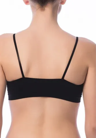 Bustieră cu Bretele Subțiri fără Cusături, Negru hover
