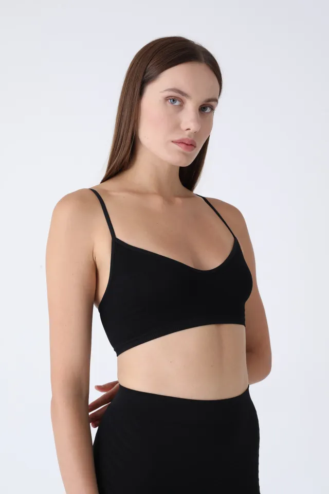 Bustieră damă cu bretele subțiri – negru