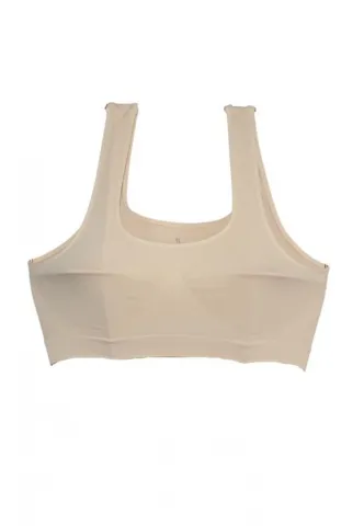 Bustiera dama elastica cu bretele groase, material lejer si elastic, culoare bej hover