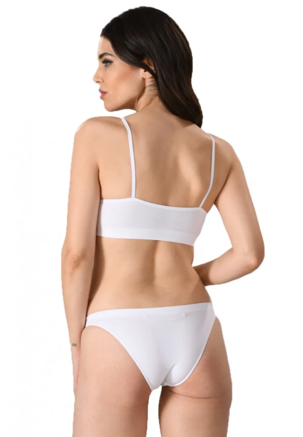 Bustiera dama elastica cu bretele subtiri, material lejer si elastic, culoare alb - 3