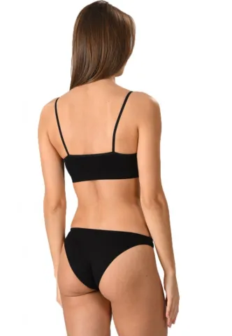 Bustiera dama elastica cu bretele subtiri, material lejer si elastic, culoare negru hover