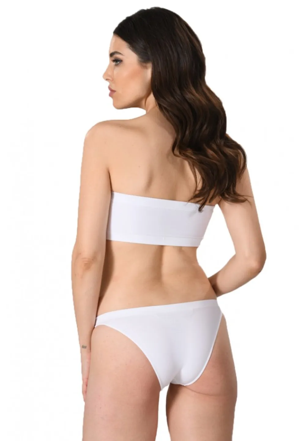 Bustiera dama elastica fara bretele, cu pad-uri, material lejer si elastic, culoare alb - 3