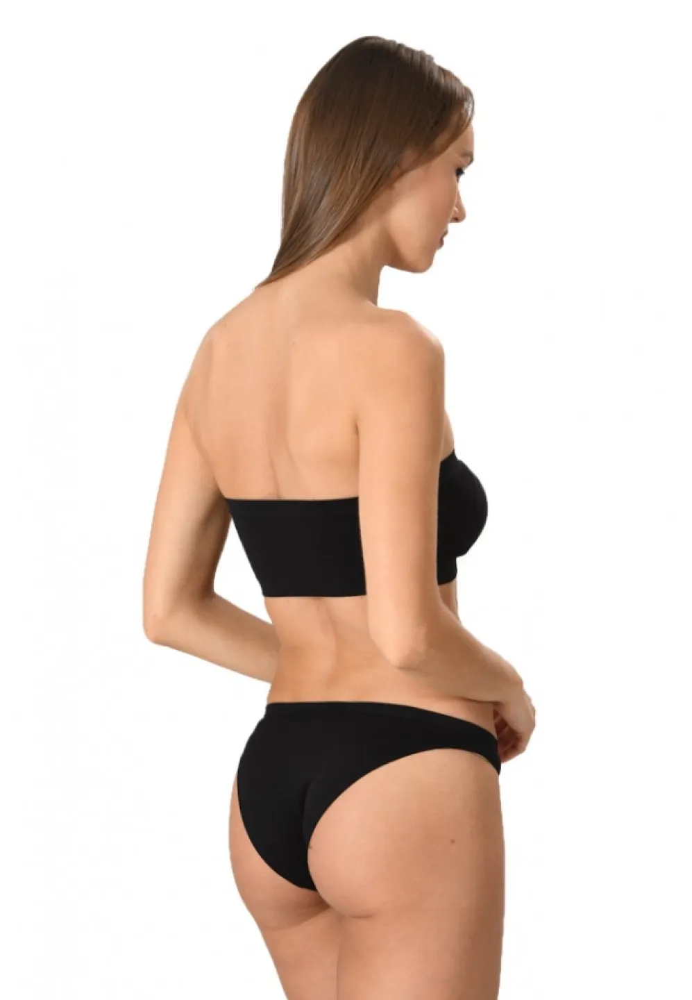 Bustiera dama elastica fara bretele, cu pad-uri, material lejer si elastic, culoare negru - 3