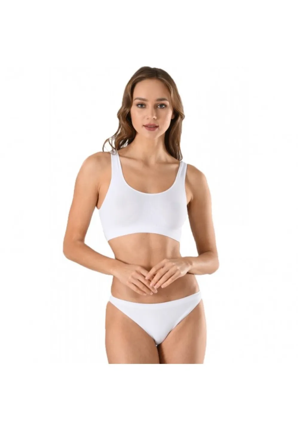 Bustiera dama elastica cu bretele groase, material lejer si elastic, culoare alb - 1