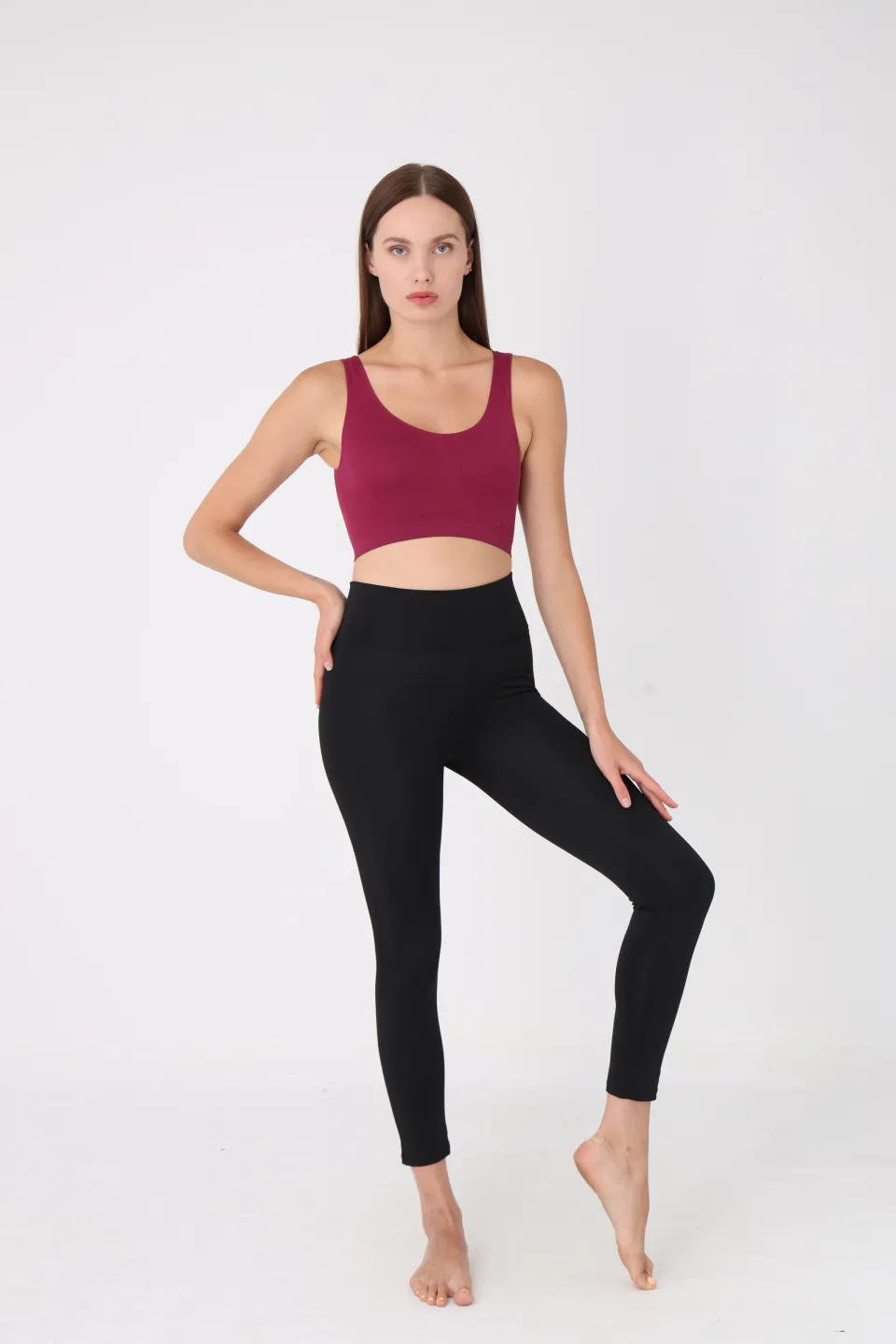 Bustieră lejeră bordo cu bretele late – fără push-up - 3