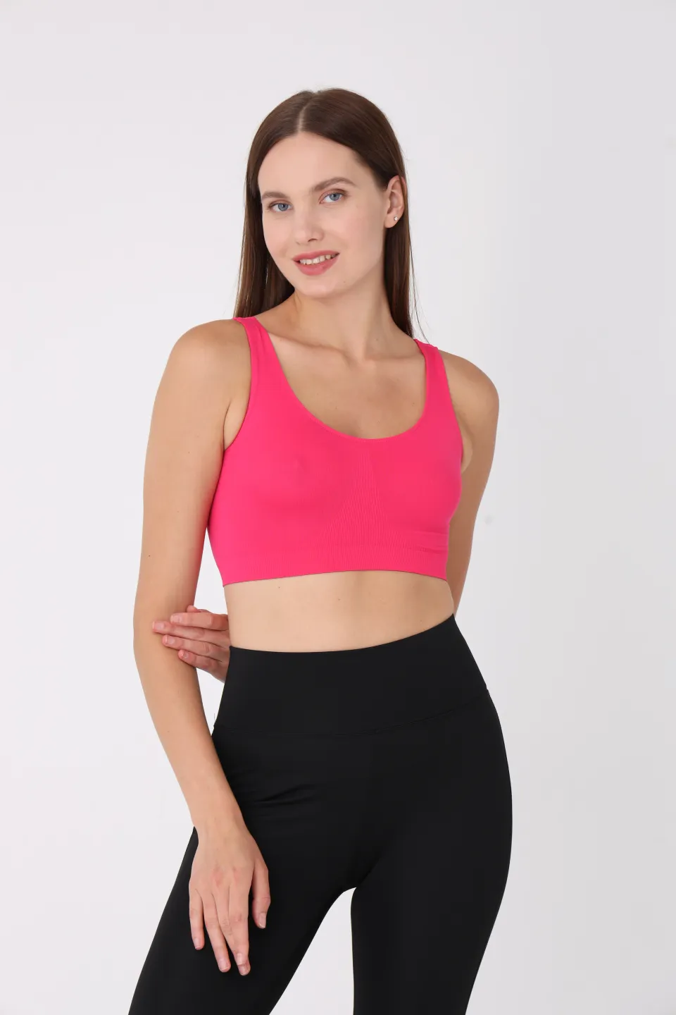 Bustieră lejeră fucsia cu bretele late – fără push-up - 1