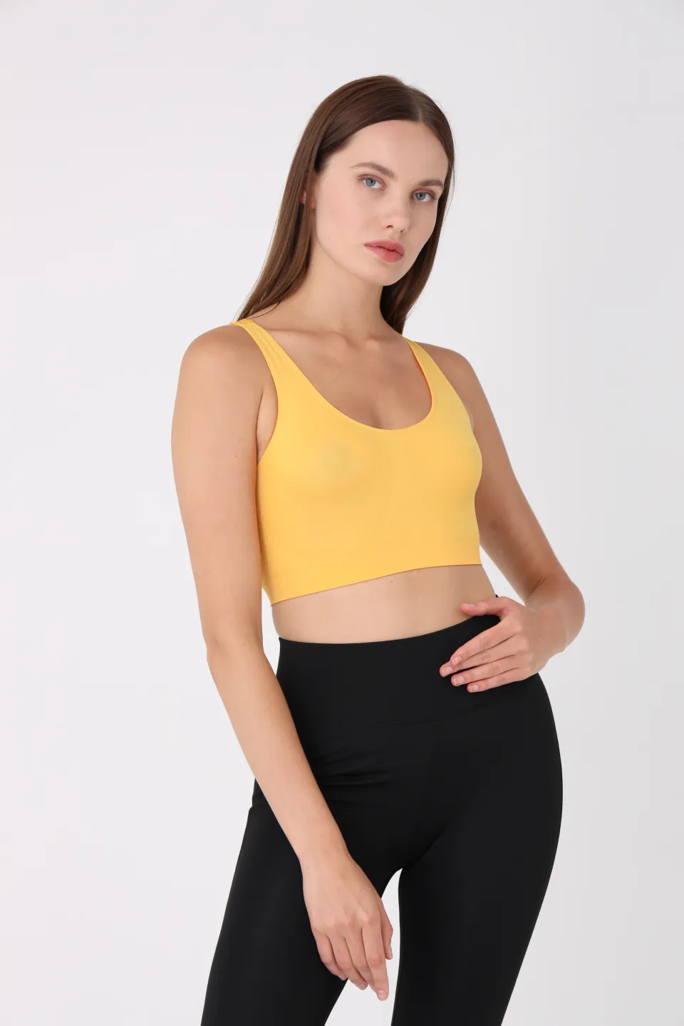 Bustieră lejeră galben cu bretele late – fără push-up - 1