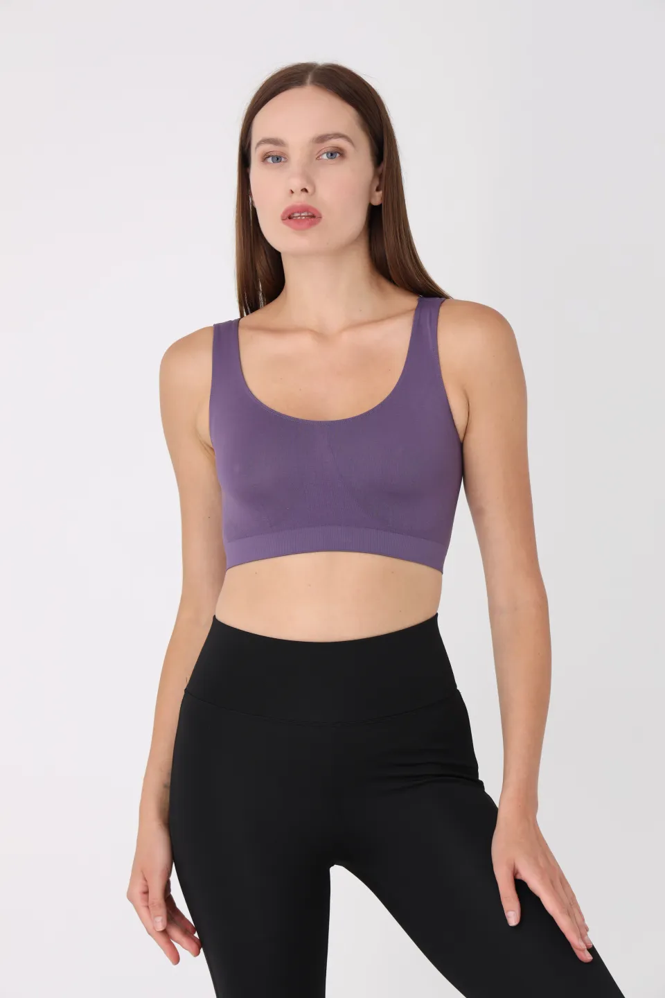 Bustieră lejeră mov cu bretele late – fără push-up - 1