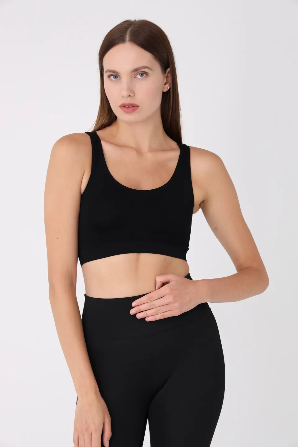 Bustieră lejeră neagra cu bretele late – fără push-up - 2