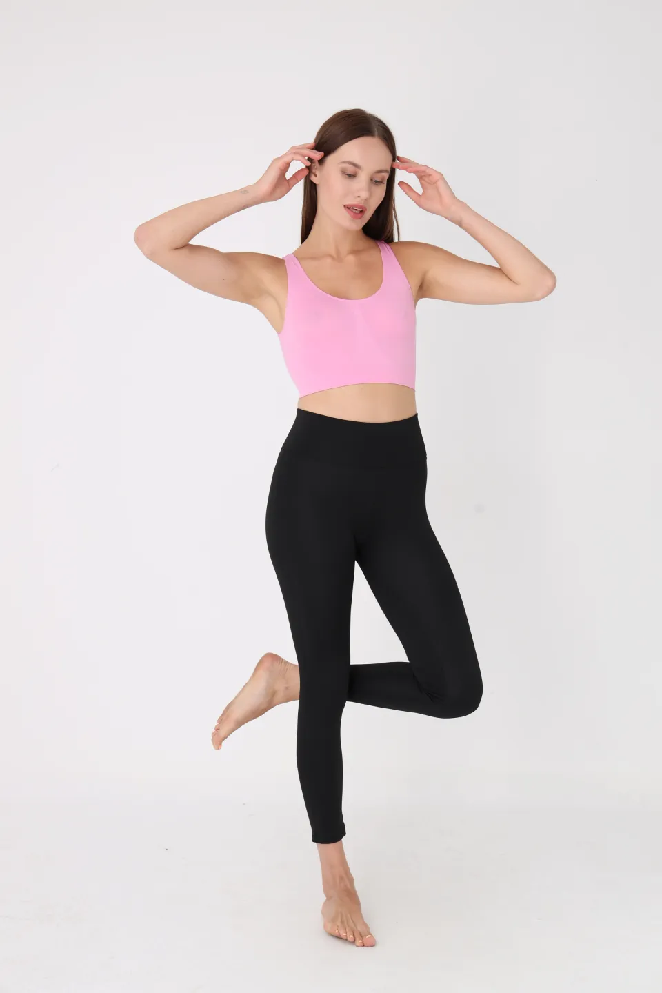 Bustieră lejeră roz cu bretele late – fără push-up - 5