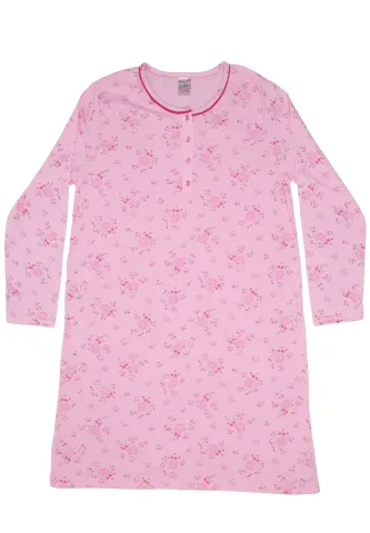 Cămașă damă de noapte, 100% bumbac, imprimeu floral