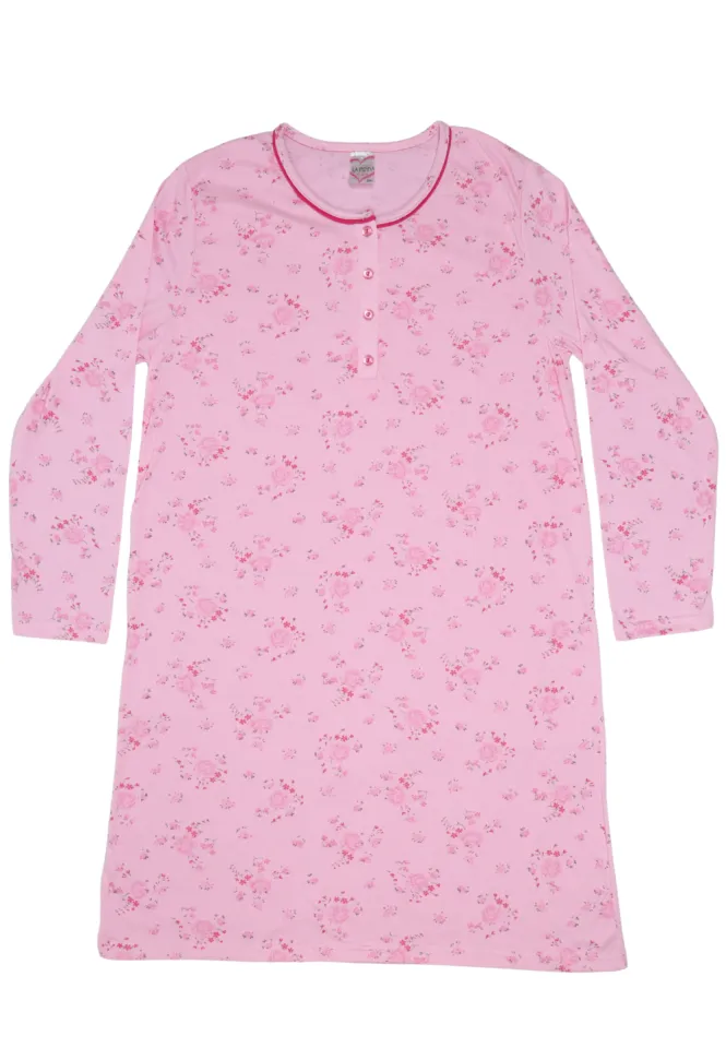 Cămașă damă de noapte, 100% bumbac, imprimeu floral