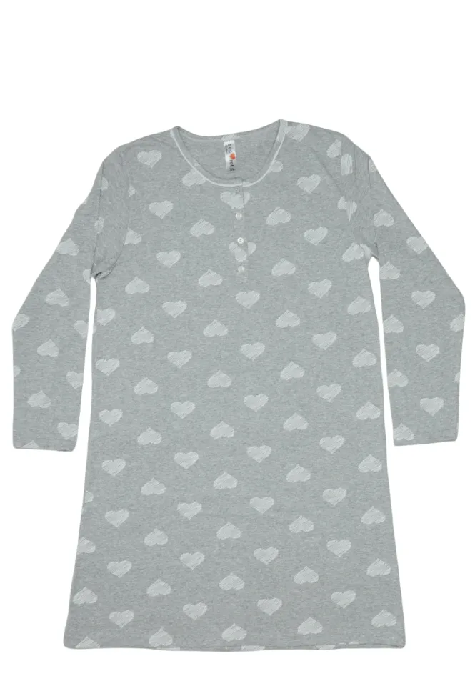 Cămașă de noapte gri  100% bumbac,