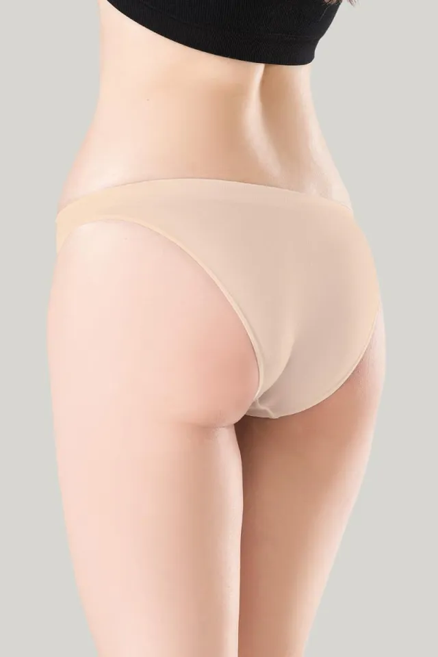 Chilot damă fără cusături , cu margine de silicon moale, tip slip, culoare bej